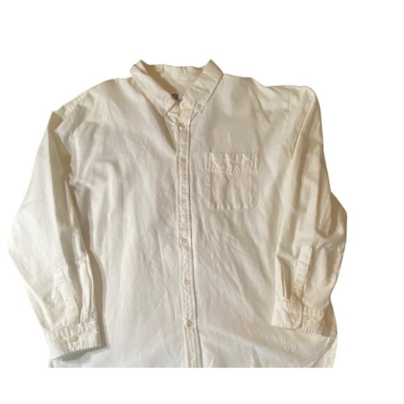 Urban Outfitters Mens White Long Sleeve Button-Up Shirt L 100% Cotton Casual - Picture 1 of 15